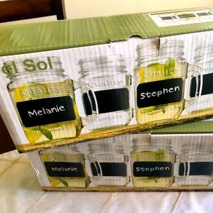 Chalkboard Mason Jar Drinking Glasses - 8 Total